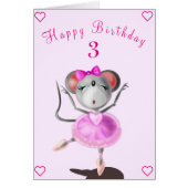 ハッピーバースデーカードバレエダンサーマウスあなたの年 (正面)