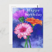 ハッピーバースデーカードビューティフルカラーガーベラス ポストカード (正面/裏面)