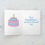 ハッピーバースデーカードピンクケーキonイエロー カード (内部)
