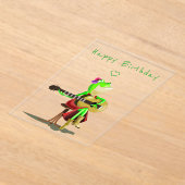 ハッピーバースデーカードフロッグ遊ズギターおもしろい アクリル招待状 (レイダウン)