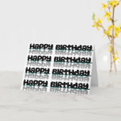 ハッピーバースデーカードブラックとターコイズ反射 カード (黄色い花)