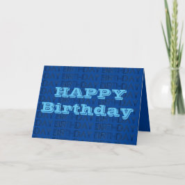 ハッピーバースデーカードブルー幾何学的デザイン カード