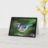 ハッピーバースデーカードブルーJay カード (黄色い花)