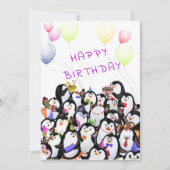 ハッピーバースデーカードペンギンパーティーお祝い (正面)