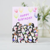 ハッピーバースデーカードペンギン誕生日パーティー おもしろい カード (スタンド正面)