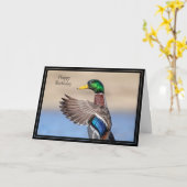 ハッピーバースデーカードマラードダック カード (黄色い花)