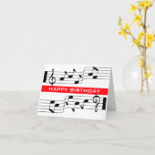 ハッピーバースデーカードミュージックノートスコア白 カード (黄色い花)
