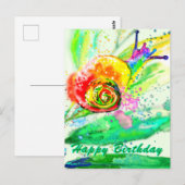 ハッピーバースデーカードレインボーカタツムリ絵画の ポストカード (正面/裏面)