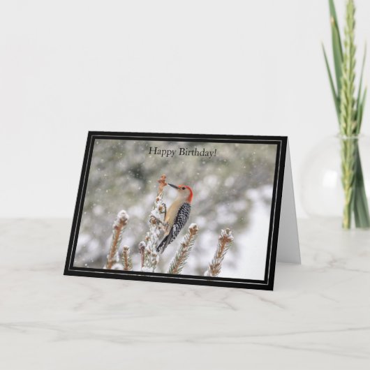 ハッピーバースデーカードレッドベリーズの木ペッカー カード (正面)