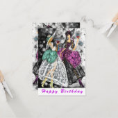 ハッピーバースデーカードレディース飲酒ワイン – 応援 カード (正面/裏面インサイチュ)