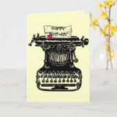 ハッピーバースデーカードヴィンテージタイプライタースケッチ カード (黄色い花)