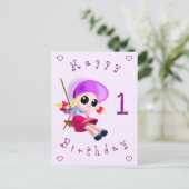 ハッピーバースデーカード小さな女の子あなたの年を振る ポストカード (スタンド正面)