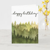 ハッピーバースデーカード彼のために、水彩松の木 カード (黄色い花)