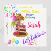 ハッピーバースデーカード招待の妖精 招待状 (正面/裏面)