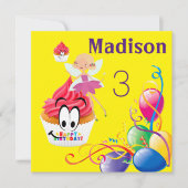 ハッピーバースデーカード招待ストライプフェアリーカップケーキ 招待状 (正面)