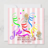 ハッピーバースデーカード招待天使ピンク 招待状 (裏面)