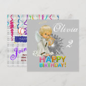 ハッピーバースデーカード招待天使 招待状 (正面/裏面)