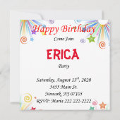 ハッピーバースデーカード招待状ゾウ 招待状 (裏面)