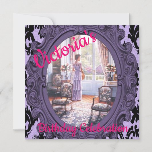 ハッピーバースデーカード招待状ビクトリア 招待状 (正面)