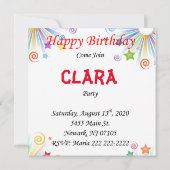 ハッピーバースデーカード招待状ピンクピグ 招待状 (裏面)