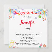 ハッピーバースデーカード招待状ホワイトテディベア 招待状 (裏面)