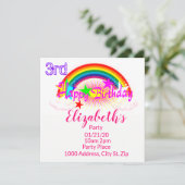 ハッピーバースデーカード招待状レインボー紙吹雪 招待状 (スタンド正面)