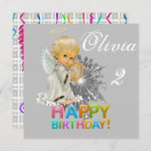 ハッピーバースデーカード招待状天使 招待状 (正面/裏面)