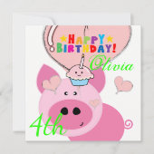 ハッピーバースデーカード招待状豚 招待状 (正面)