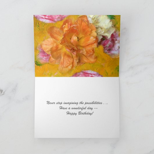 ハッピーバースデーカード柔らかく、穏やかな花(p) カード (内部)