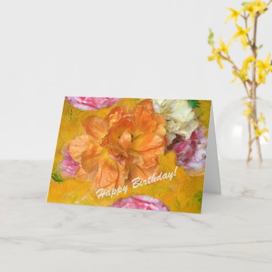 ハッピーバースデーカード柔らかく、穏やかな花(p) カード (黄色い花)