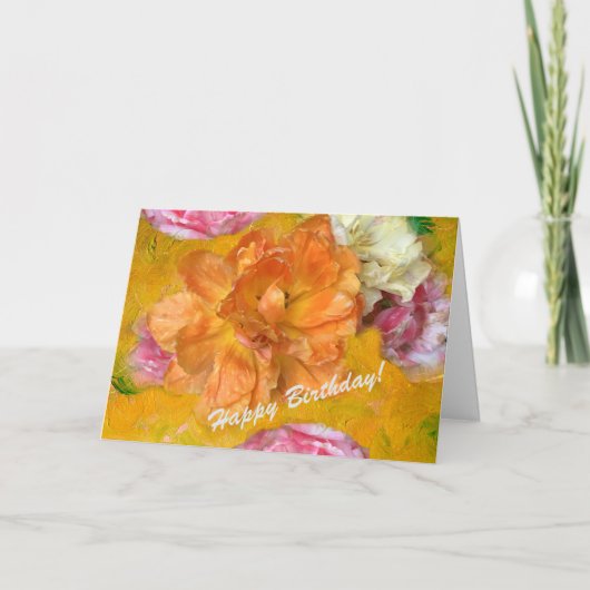 ハッピーバースデーカード柔らかく、穏やかな花(p) カード (正面)