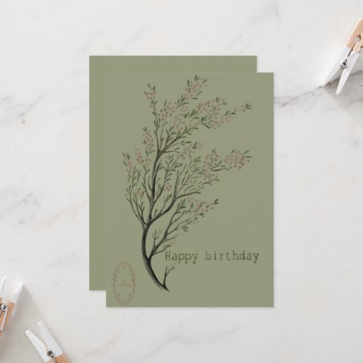 ハッピーバースデーカード植物学 招待状 (正面/裏面インサイチュ)