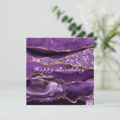 ハッピーバースデーカード瑪瑙パープルバイオレット金ゴールド カード (スタンド正面)