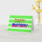 ハッピーバースデーカード男女兼用、緑のカップケーキ カード (黄色い花)