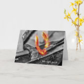 ハッピーバースデーカード白熱［赤熱］光を放つ: Horseshoe カード (黄色い花)