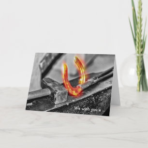 ハッピーバースデーカード白熱［赤熱］光を放つ: Horseshoe カード