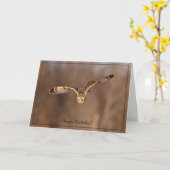 ハッピーバースデーカード短耳フクロウ カード (黄色い花)