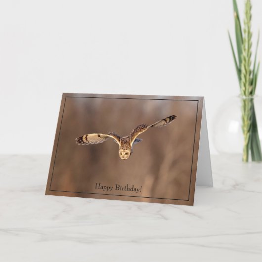 ハッピーバースデーカード短耳フクロウ カード (正面)
