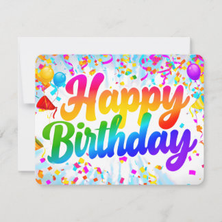 ハッピーバースデーカード虹のテキストと紙吹雪