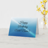 ハッピーバースデーカード青い反射の文字 カード (黄色い花)