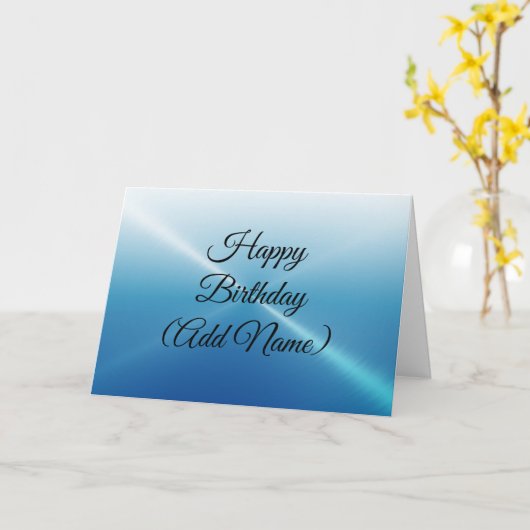 ハッピーバースデーカード青い反射の文字 カード (黄色い花)