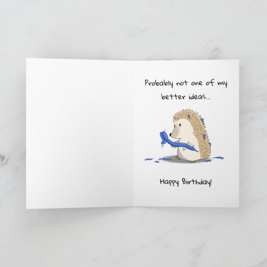 ハッピーバースデーカード – かわいいヘッジホッグバルーンアーティスト サンキューカード (内部)