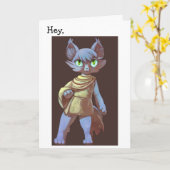 ハッピーバースデーカード：アニメ猫 カード (黄色い花)