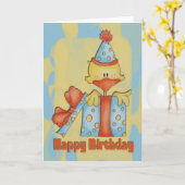 ハッピーバースデーカード（アヒル付） カード (黄色い花)