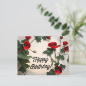 ハッピーバースデーカード,ケシの花, ポストカード (スタンド正面)