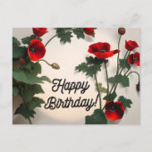 ハッピーバースデーカード,ケシの花, ポストカード (正面)
