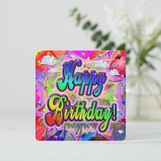 ハッピーバースデーカード スクエア ビスタエクスプレス 招待状 (スタンド正面)