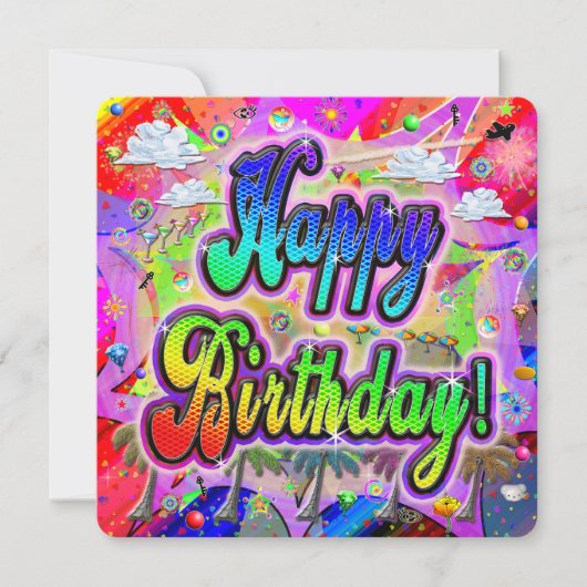 ハッピーバースデーカード スクエア ビスタエクスプレス 招待状 (正面)