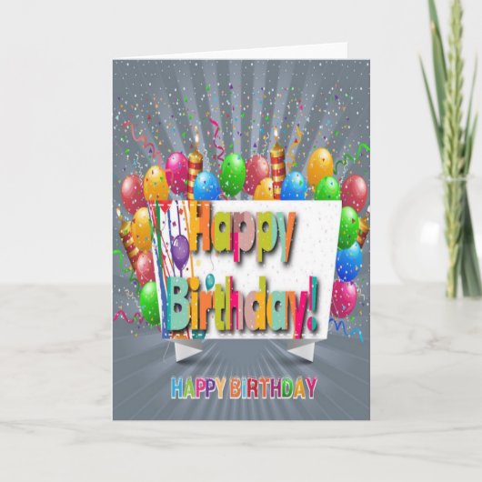 ハッピーバースデーカード(バルーンと紙吹雪)。 カード (正面)