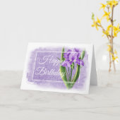 ハッピーバースデーカード – パープルアイリスd2 カード (黄色い花)